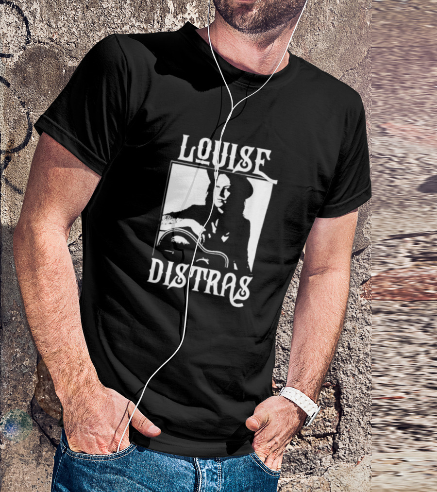 Louise Distras With Acoustic Guitar Black And White Rugged Typography T-Shirt
