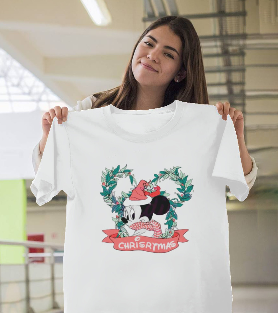 Minnie Mouse Christmas Wreath Chrisrmas Holiday Magic T-Shirt