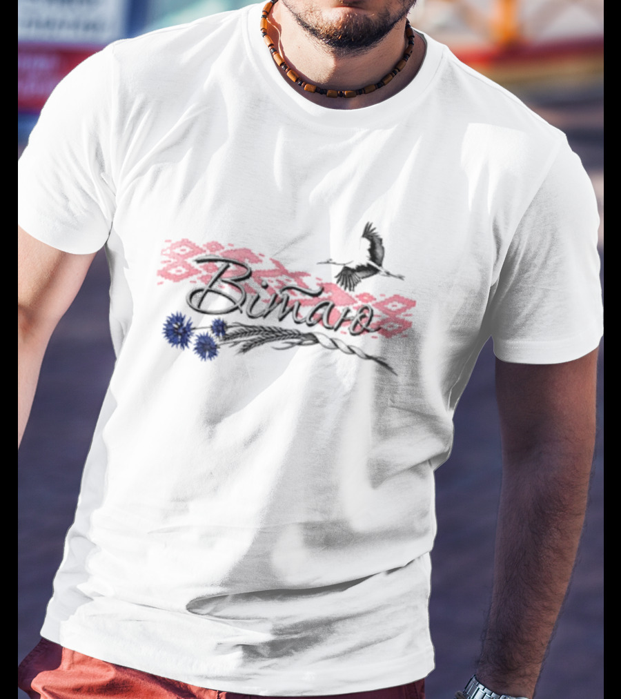 Belarusian Bird With Pink Pattern And Blue Flowers T-Shirt