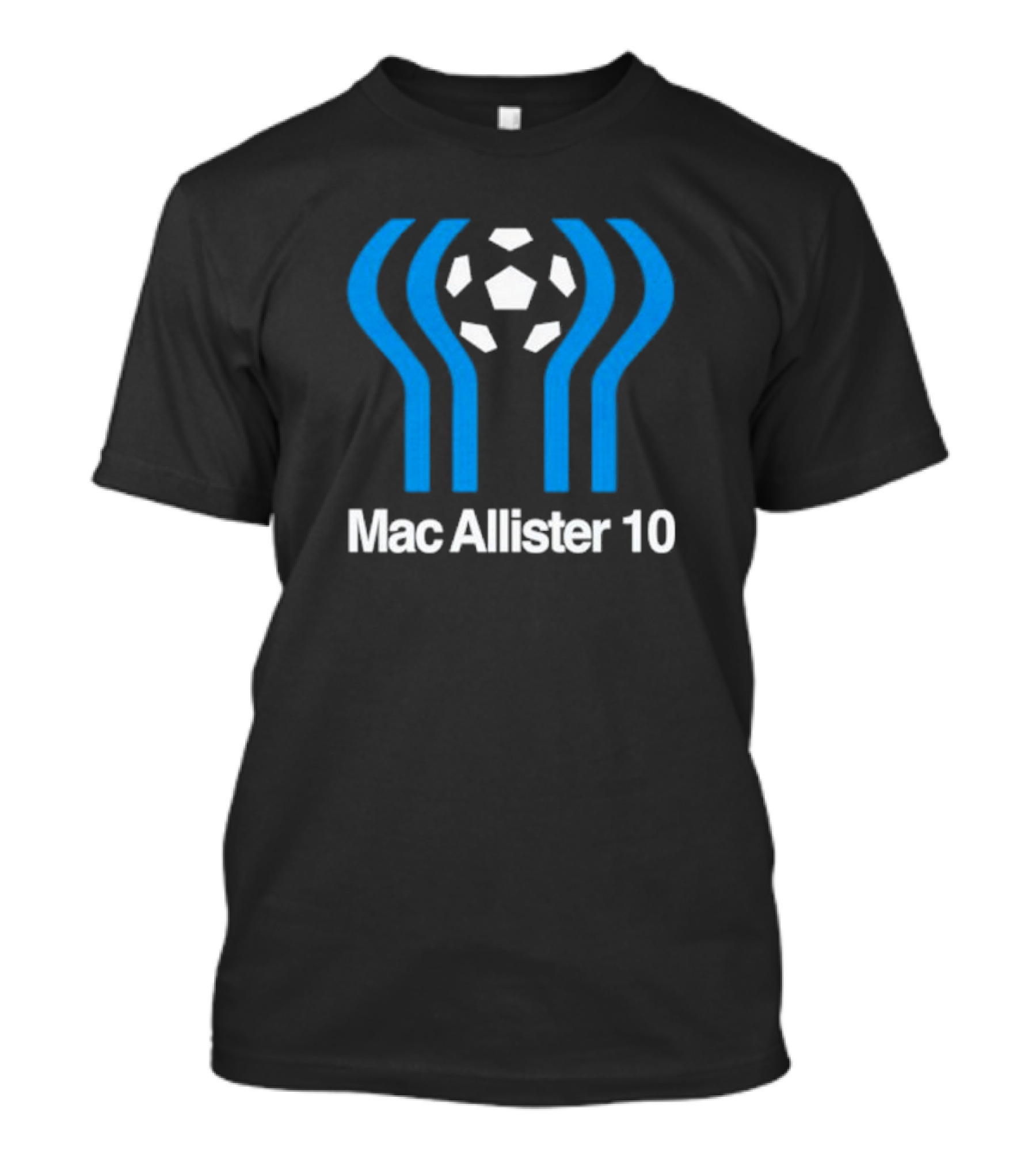 Mac Allister 10 Retro Soccer Ball Blue Stripes T-Shirt