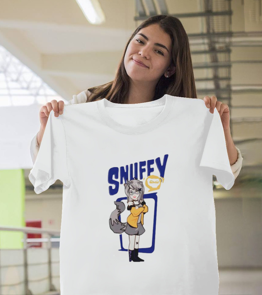 Snuffy Raccoon Character In Orange And Grey Outfit With Tail And Ears T-Shirt