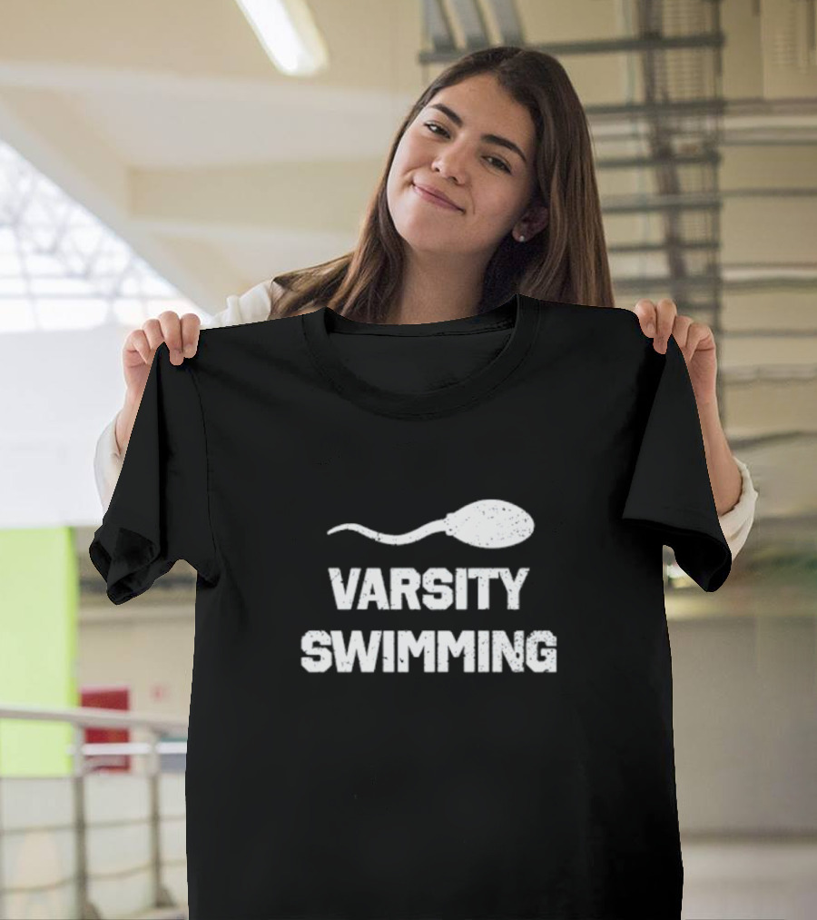 Varsity Swimming Sperm Joke Tease T-Shirt
