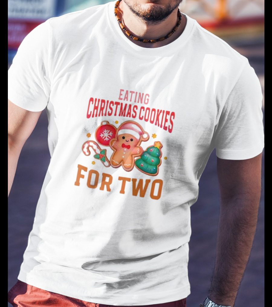 Eating Christmas Cookies For Two Gingerbread Tree Ornaments T-Shirt