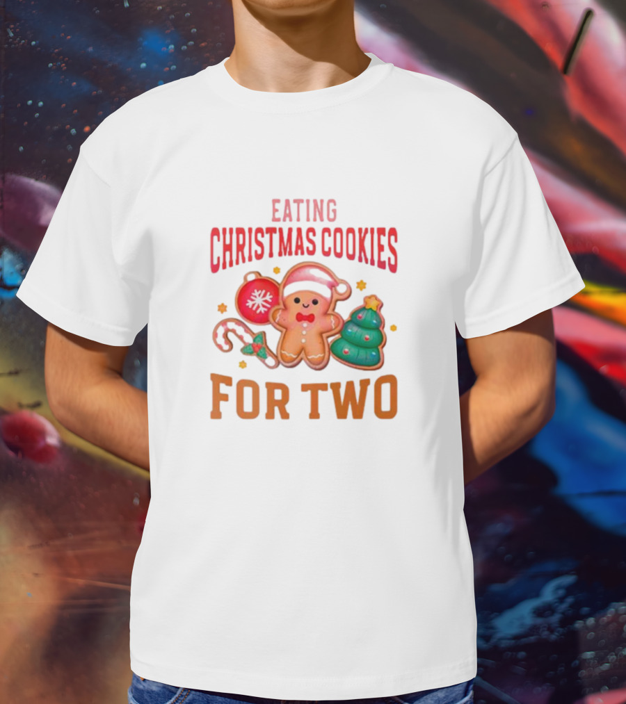 Eating Christmas Cookies For Two Gingerbread Tree Ornaments T-Shirt