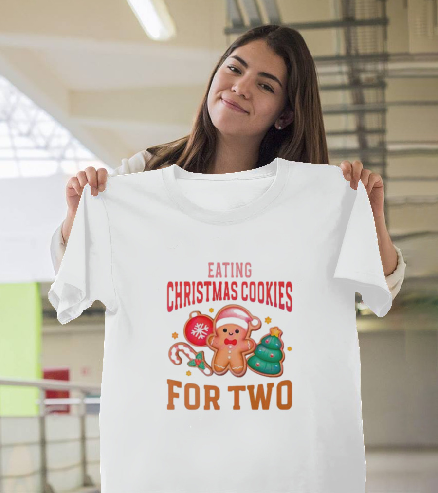 Eating Christmas Cookies For Two Gingerbread Tree Ornaments T-Shirt