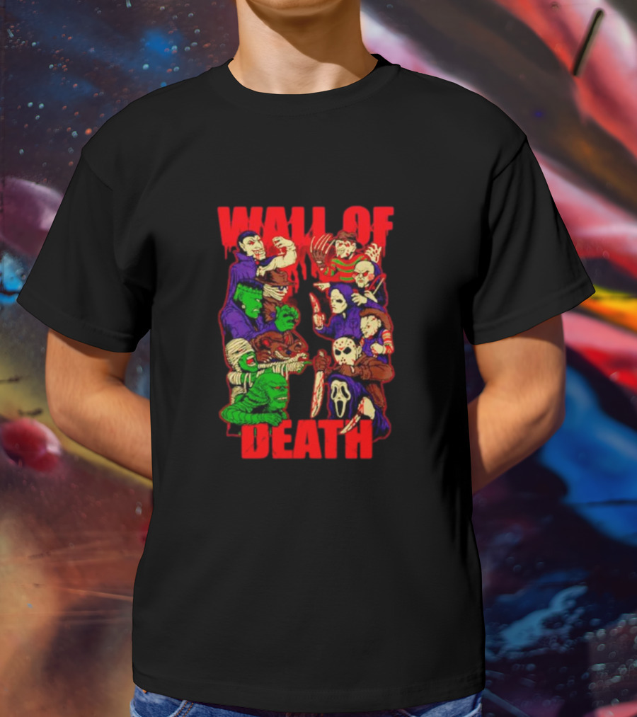 Wall Of Death Monster Horror Icons Collage T-Shirt