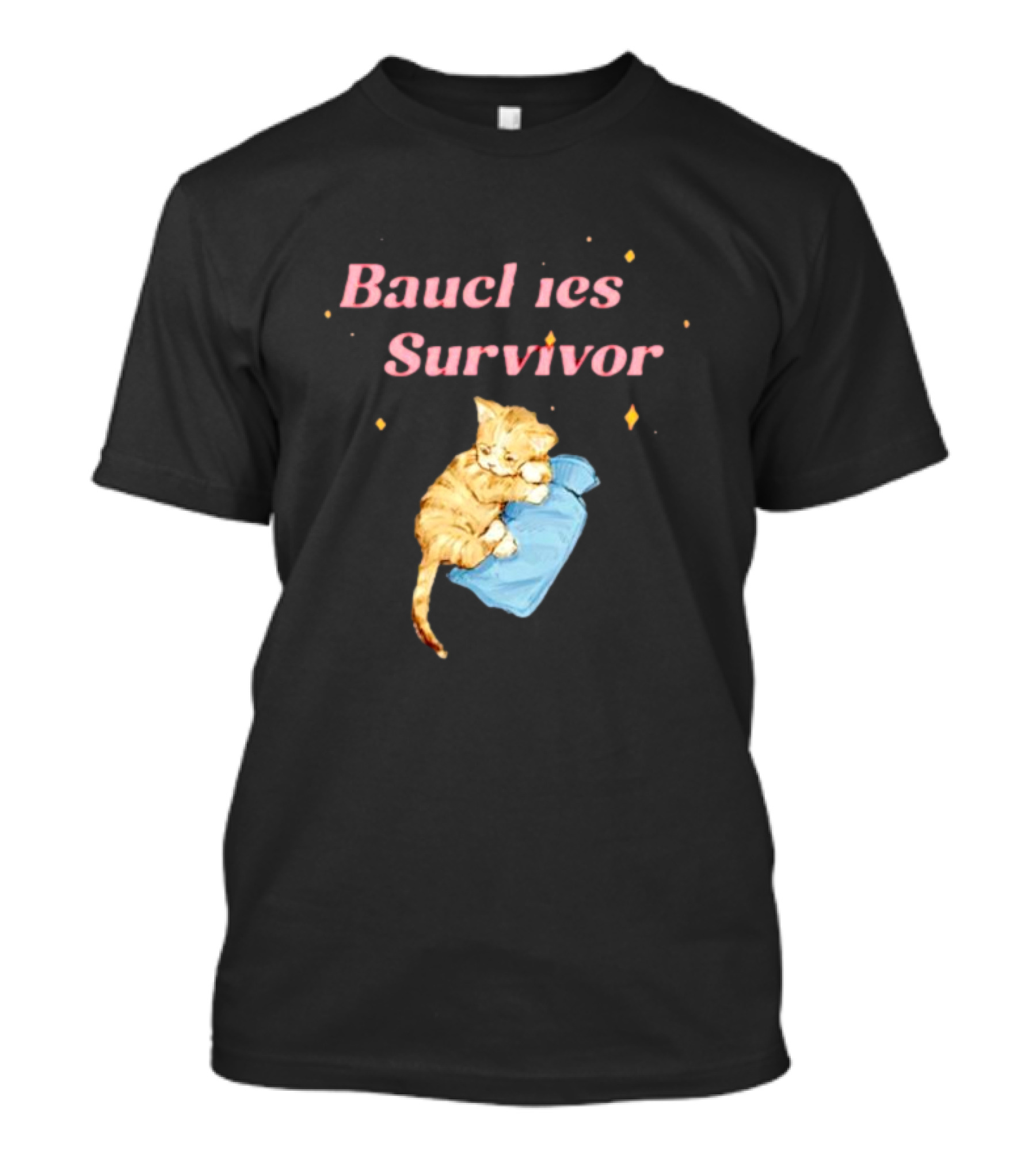 Bauchies Survivor Cat Kitten Holding Blue Blanket T-Shirt