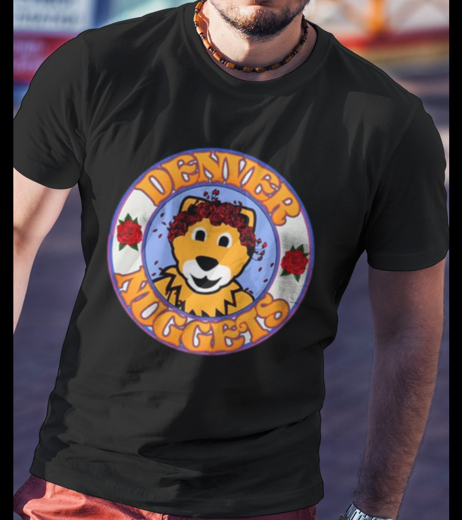Denver Nuggets Bear Head Surrounded By Red Roses T-Shirt