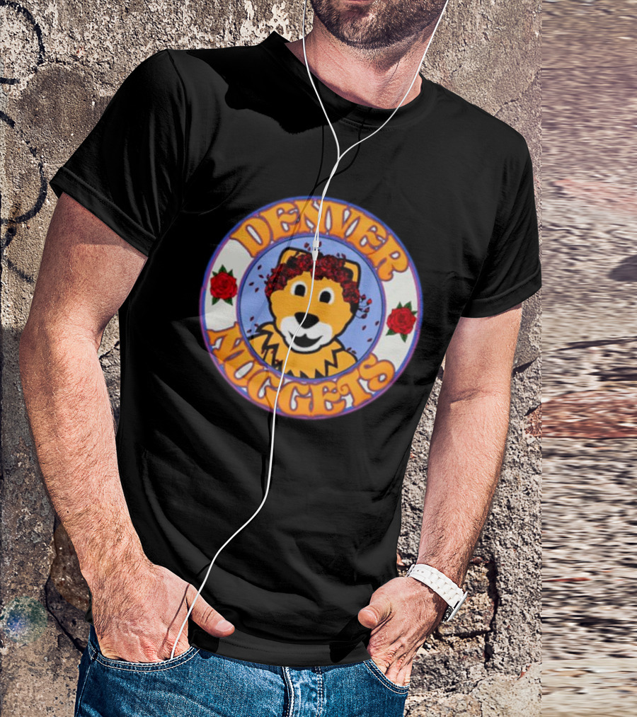 Denver Nuggets Bear Head Surrounded By Red Roses T-Shirt