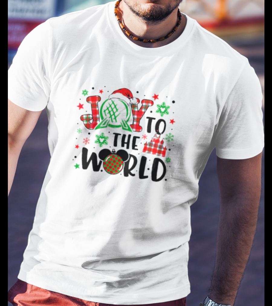 Joy To The World Disney Castle Mickey Epcot Holiday T-Shirt