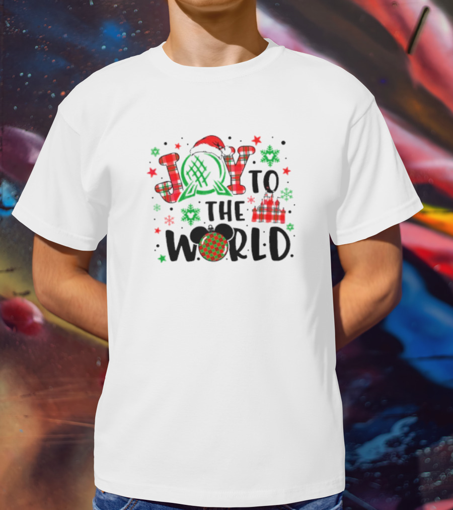 Joy To The World Disney Castle Mickey Epcot Holiday T-Shirt
