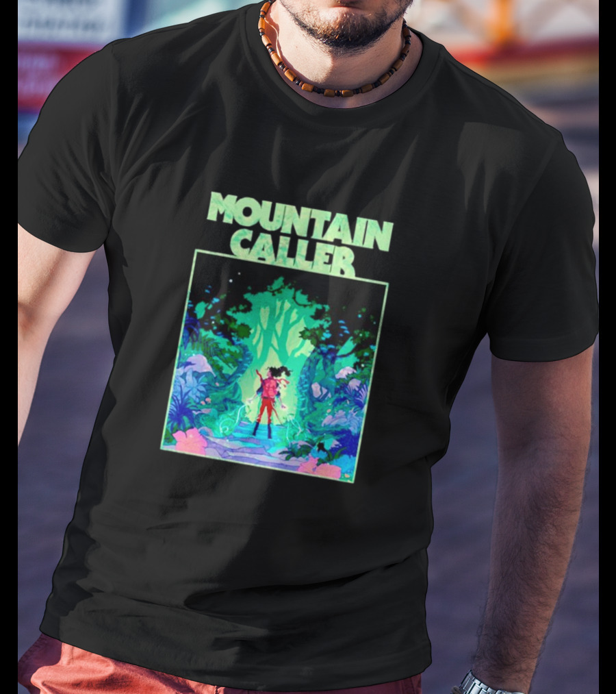 Mountain Caller Green Leaves Enchanted Forest Explorer T-Shirt