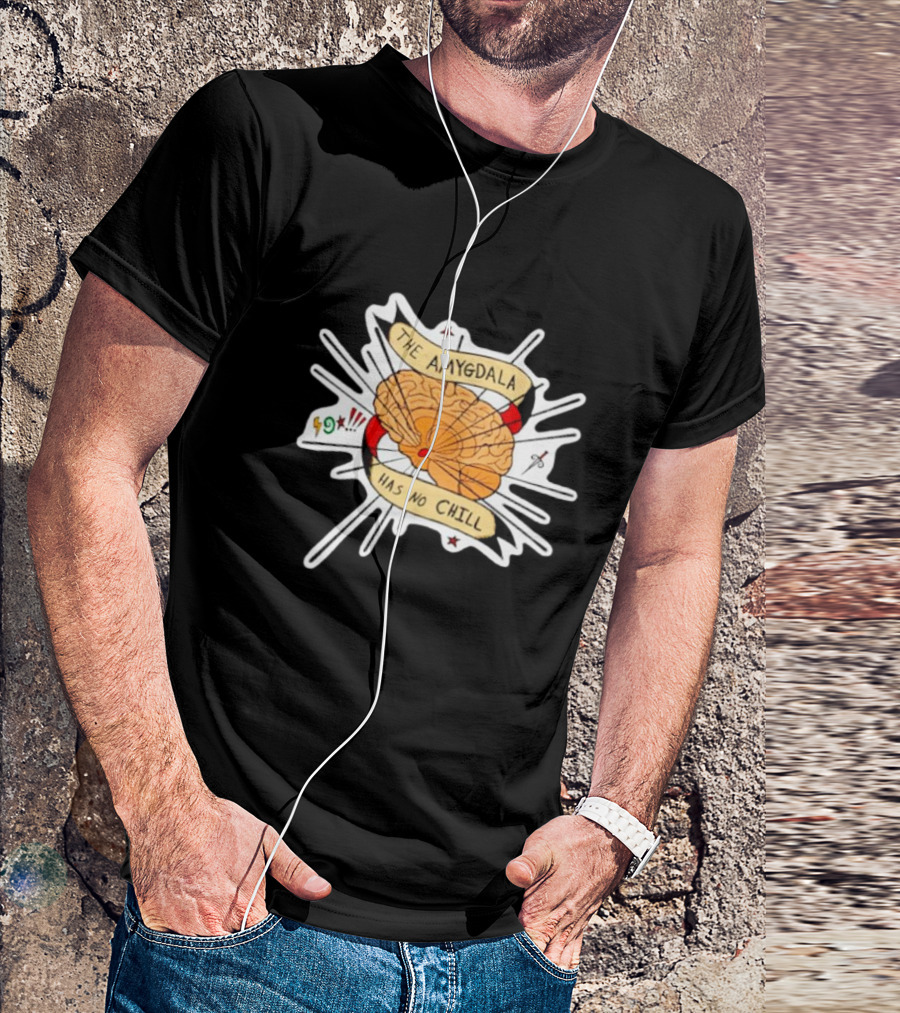 The Amygdala Has No Chill Cartoon Brain With Comic Symbols T-Shirt
