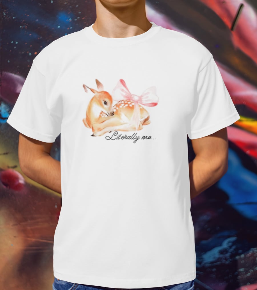 Coquette Fawn With Red Bow Literally Me T-Shirt