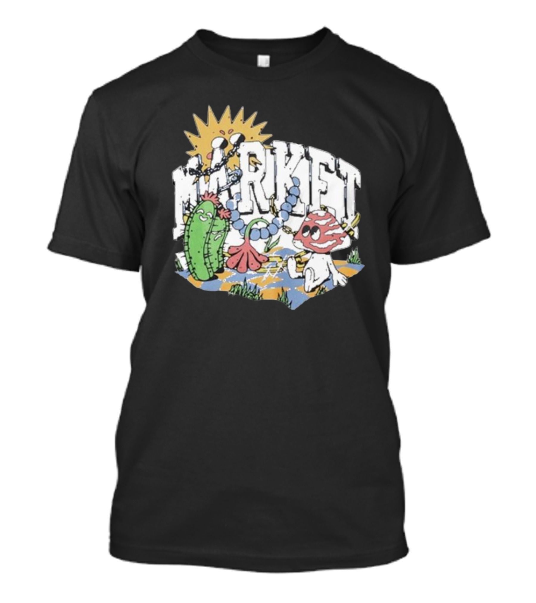 Market Fantasy Farm Mushroom Cactus Sunburst T-Shirt