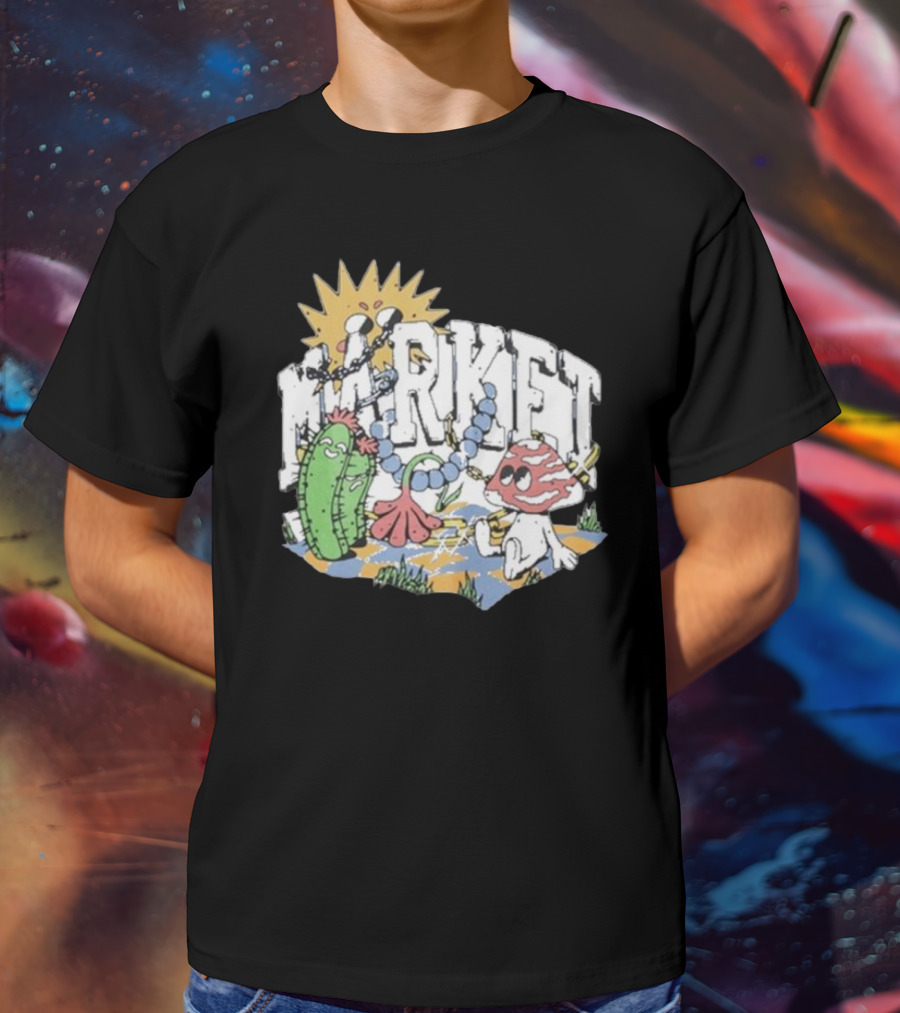 Market Fantasy Farm Mushroom Cactus Sunburst T-Shirt