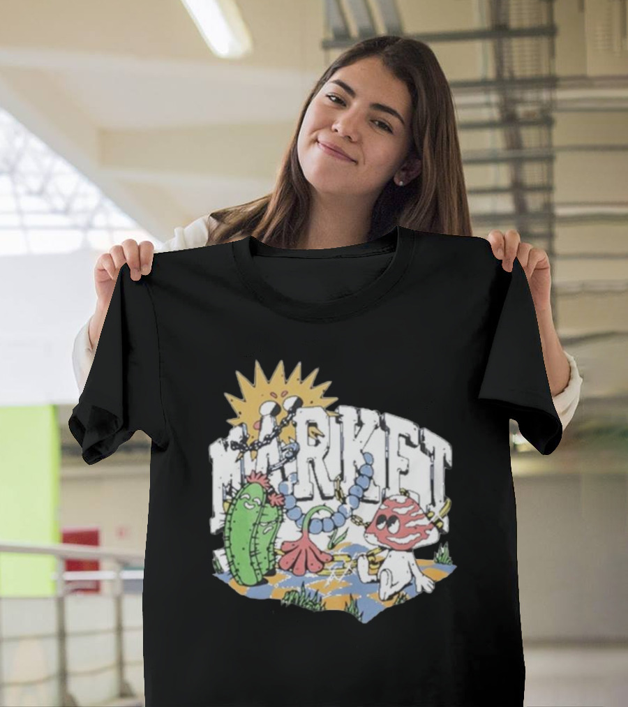 Market Fantasy Farm Mushroom Cactus Sunburst T-Shirt