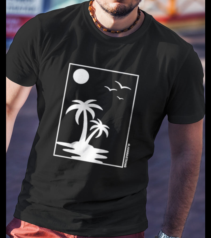 Not Enough Nelsons Lahaina Strong Palm Trees And Birds Scene T-Shirt
