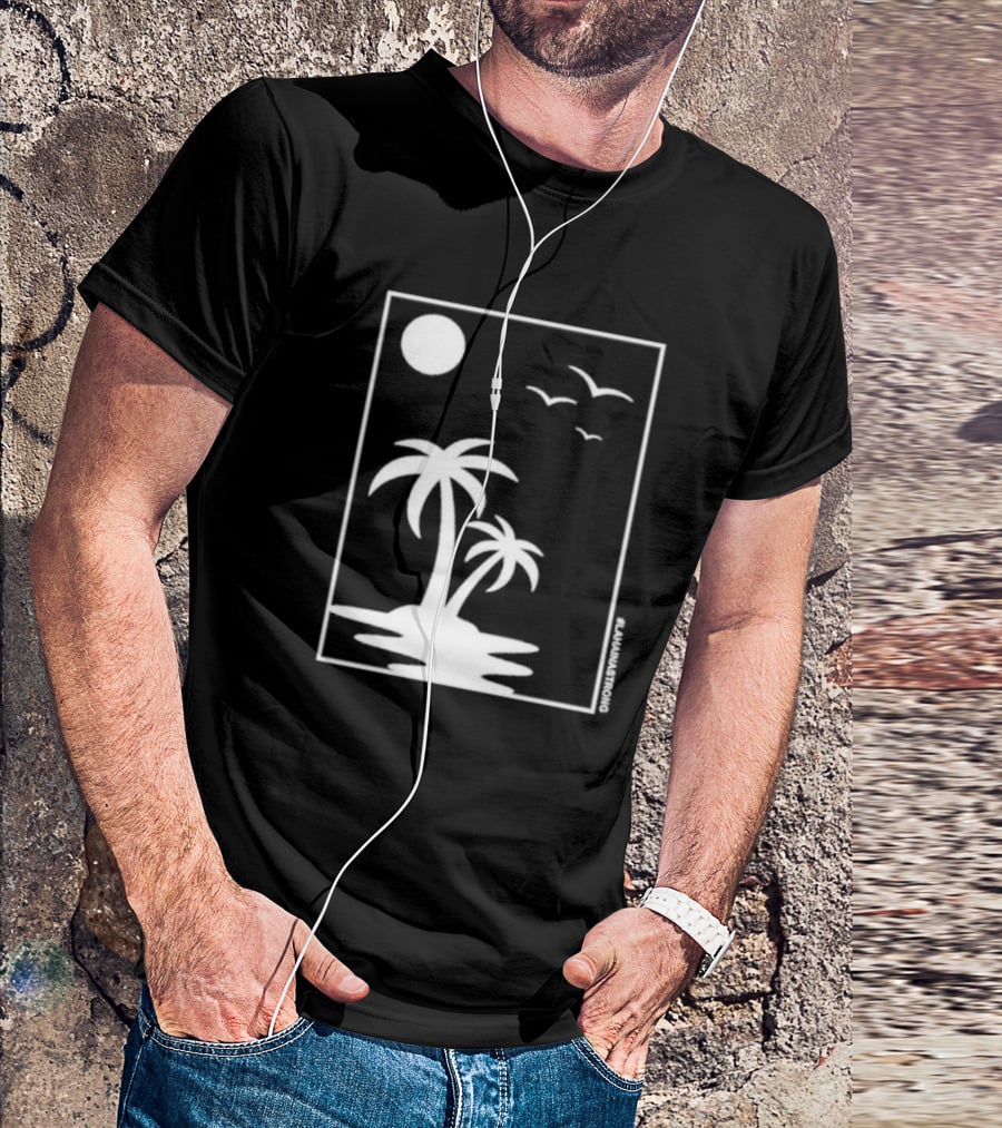 Not Enough Nelsons Lahaina Strong Palm Trees And Birds Scene T-Shirt