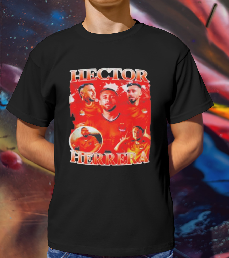 HECTOR HERRERA Red Bootleg Style Portrait Montage T-Shirt