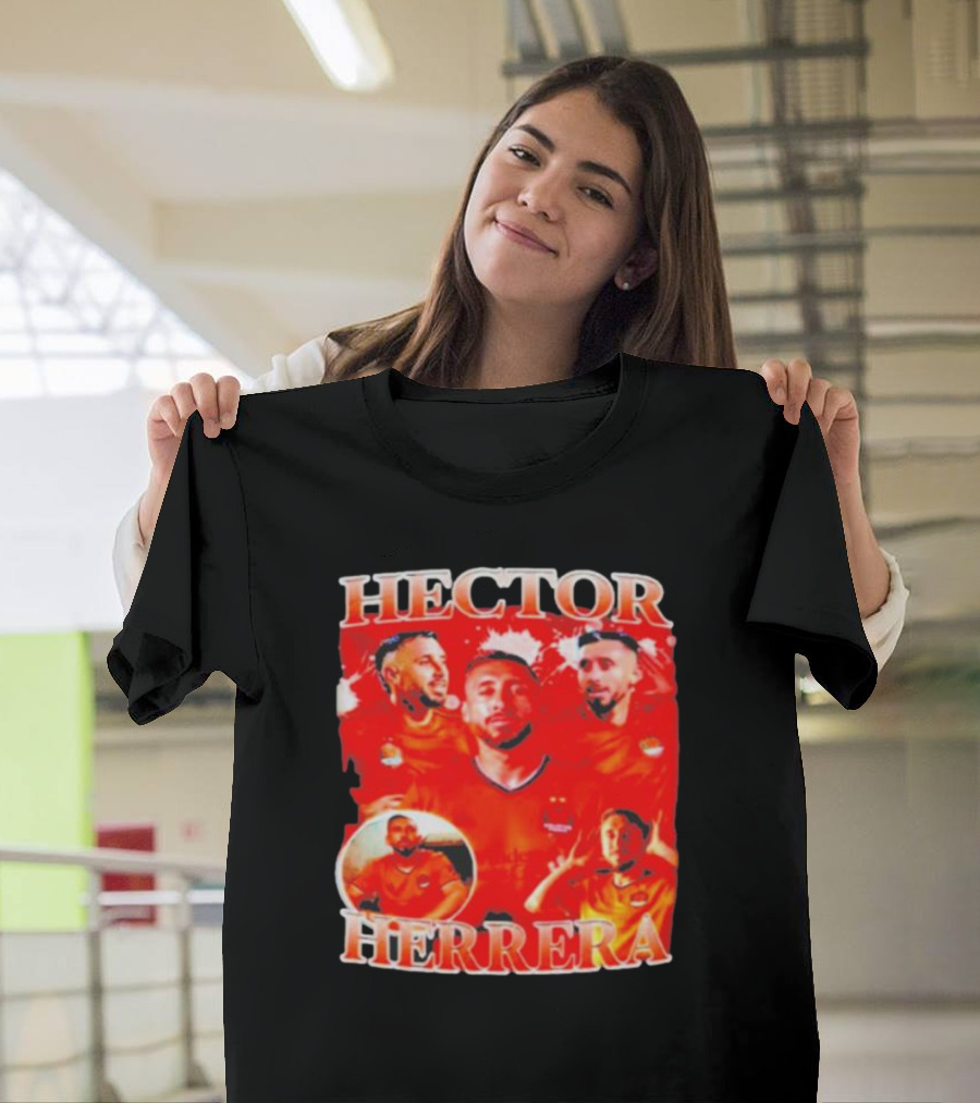 HECTOR HERRERA Red Bootleg Style Portrait Montage T-Shirt