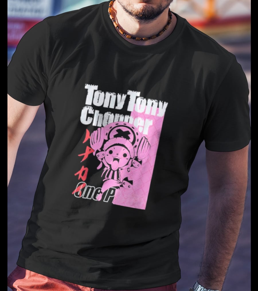 Tony Tony Chopper One Piece Pink Tonal Japanese Text T-Shirt