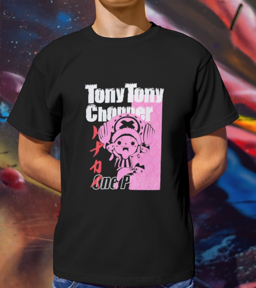 Tony Tony Chopper One Piece Pink Tonal Japanese Text T-Shirt