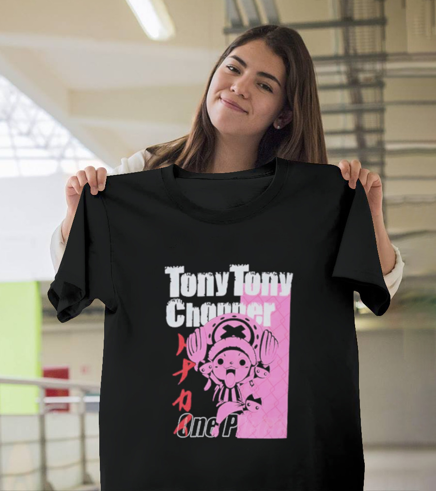Tony Tony Chopper One Piece Pink Tonal Japanese Text T-Shirt