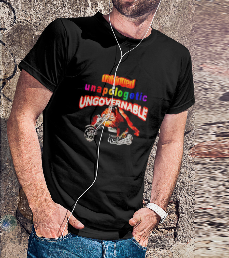 Unhinged Unapologetic Ungovernable Raccoon On Motorcycle T-Shirt
