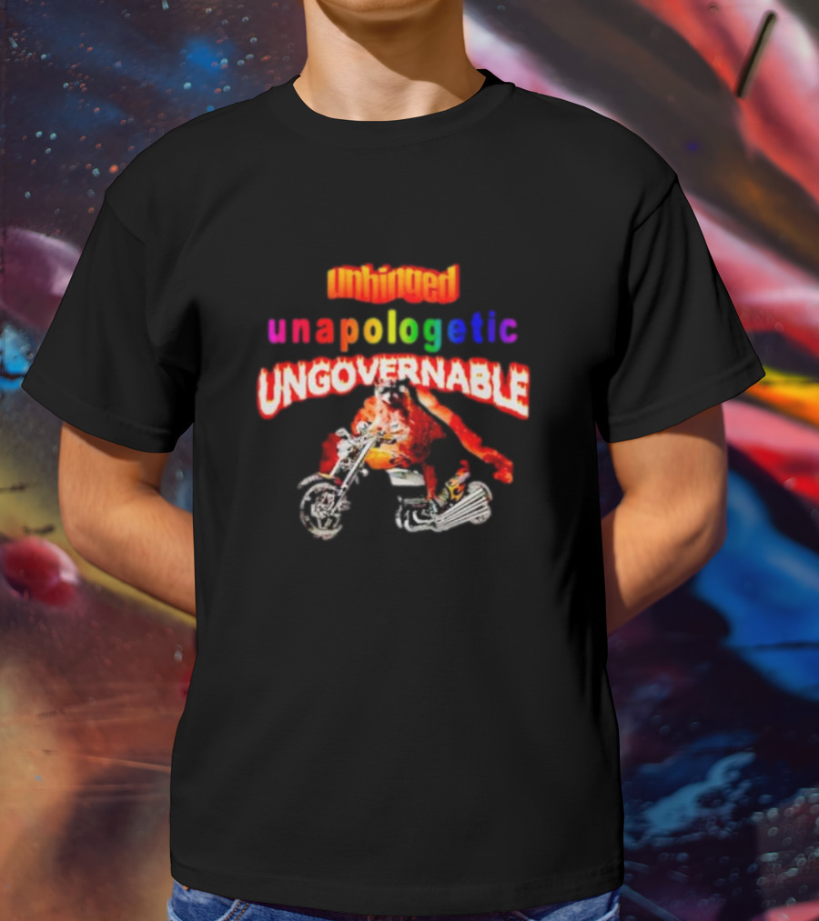 Unhinged Unapologetic Ungovernable Raccoon On Motorcycle T-Shirt