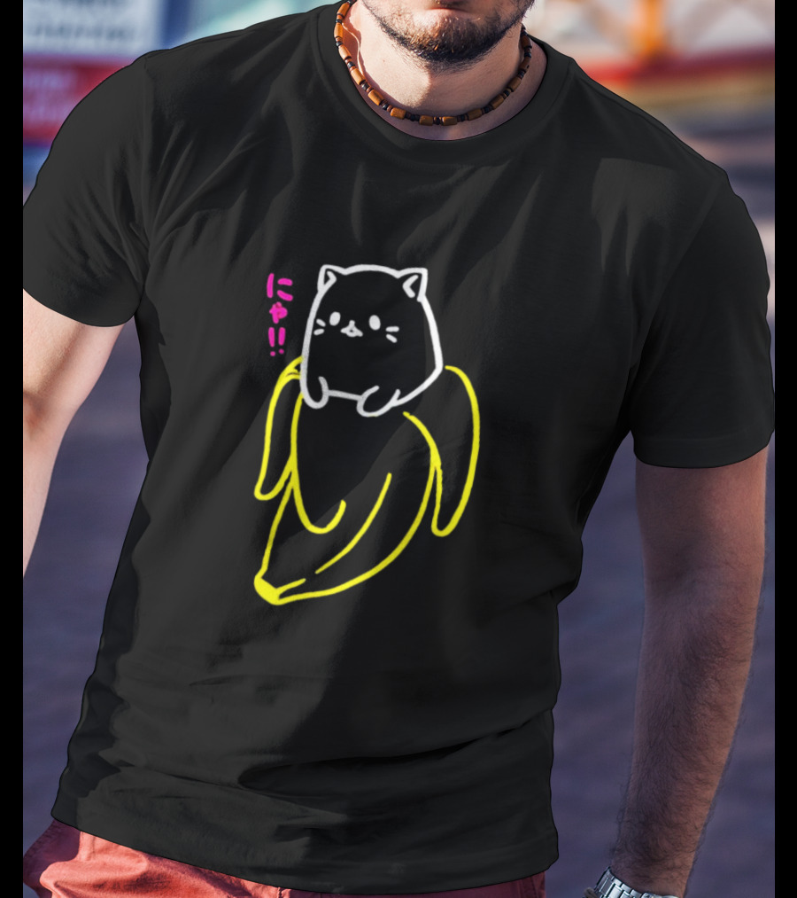 Bananya Crunchyroll Neon Cat Banana Nyanko T-Shirt
