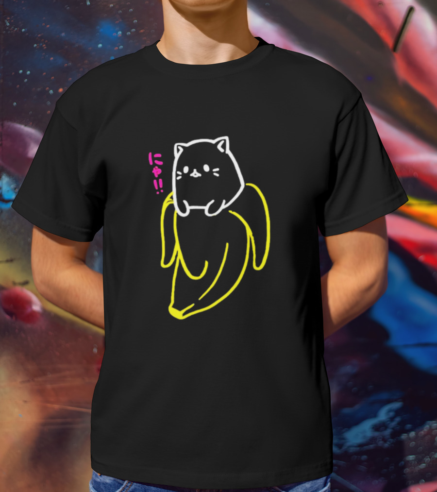 Bananya Crunchyroll Neon Cat Banana Nyanko T-Shirt