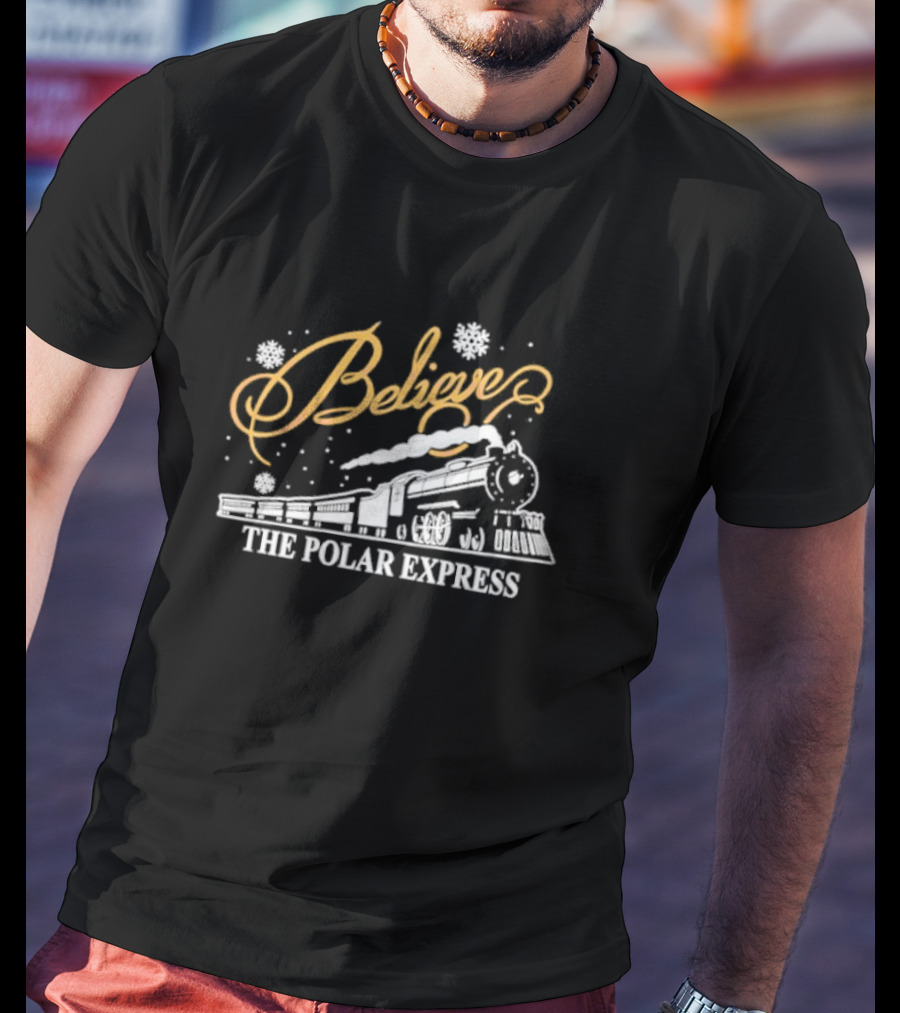 Believe The Polar Express Train With Snowflakes T-Shirt