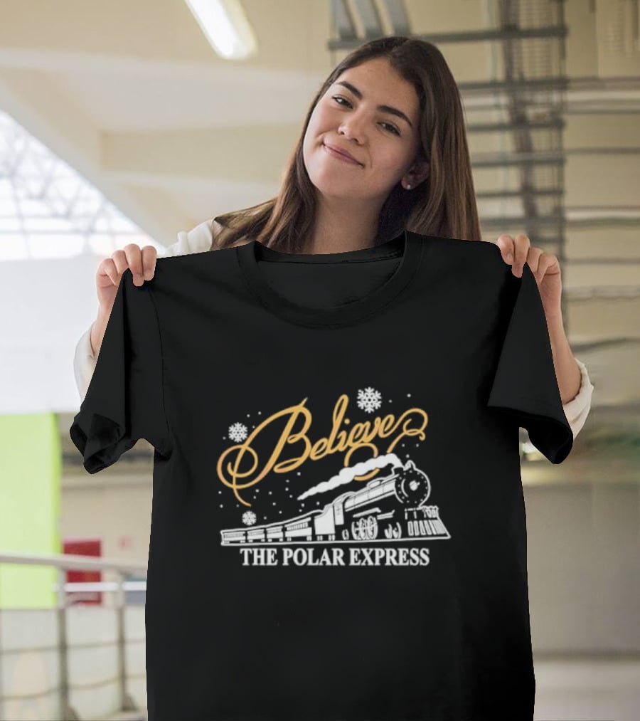 Believe The Polar Express Train With Snowflakes T-Shirt