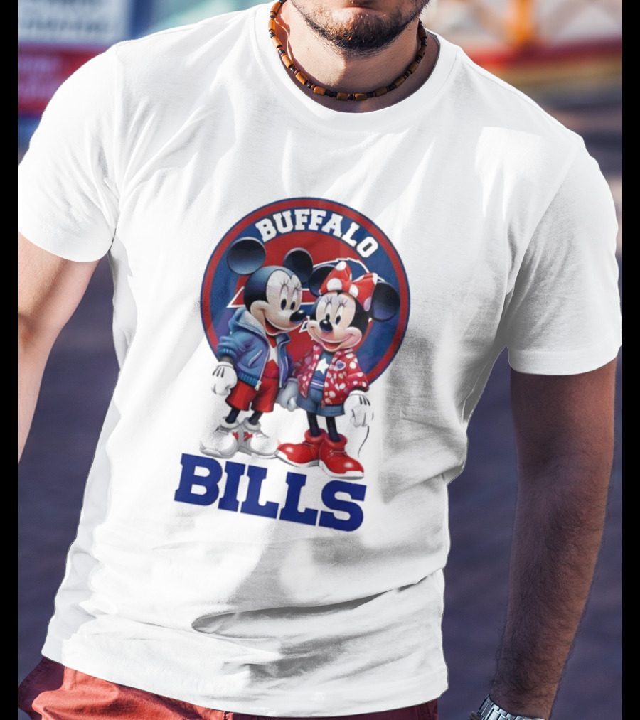Buffalo Bills Mickey And Minnie Mouse In Team Spirit T-Shirt