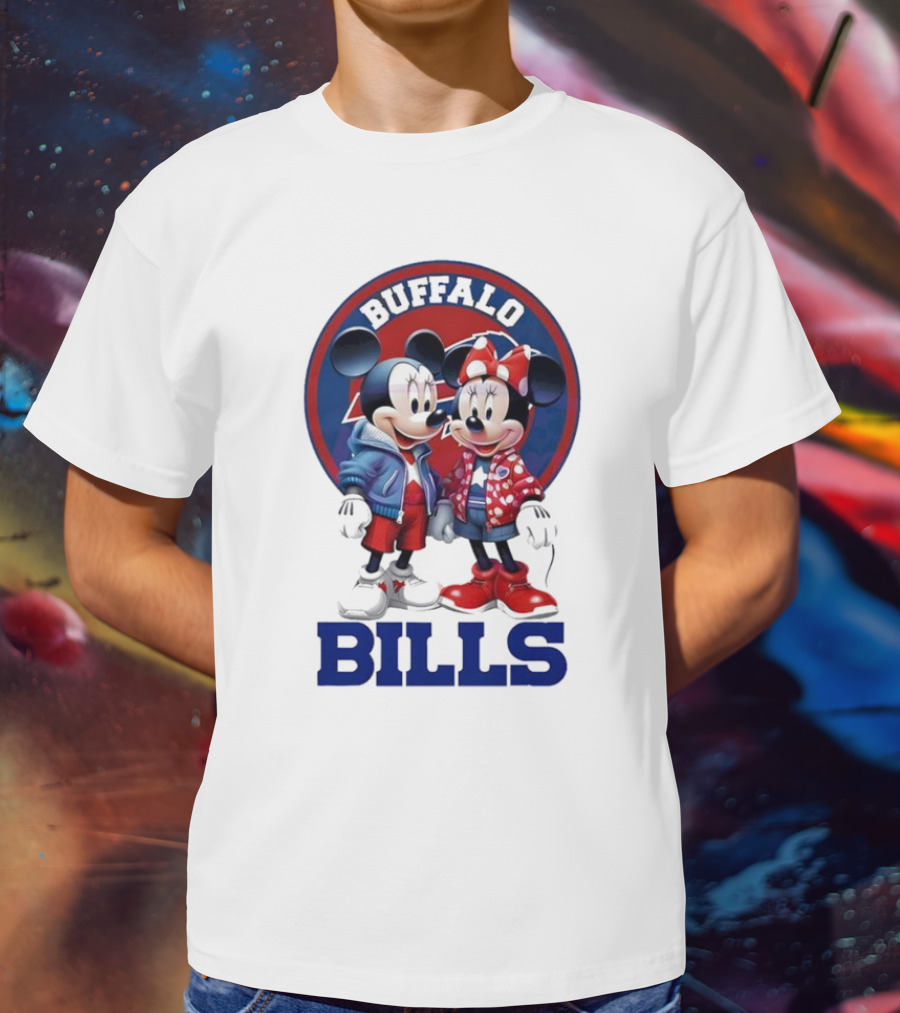 Buffalo Bills Mickey And Minnie Mouse In Team Spirit T-Shirt