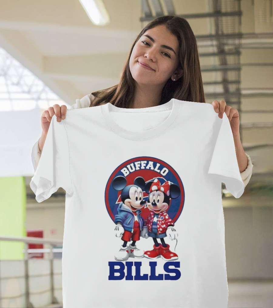 Buffalo Bills Mickey And Minnie Mouse In Team Spirit T-Shirt
