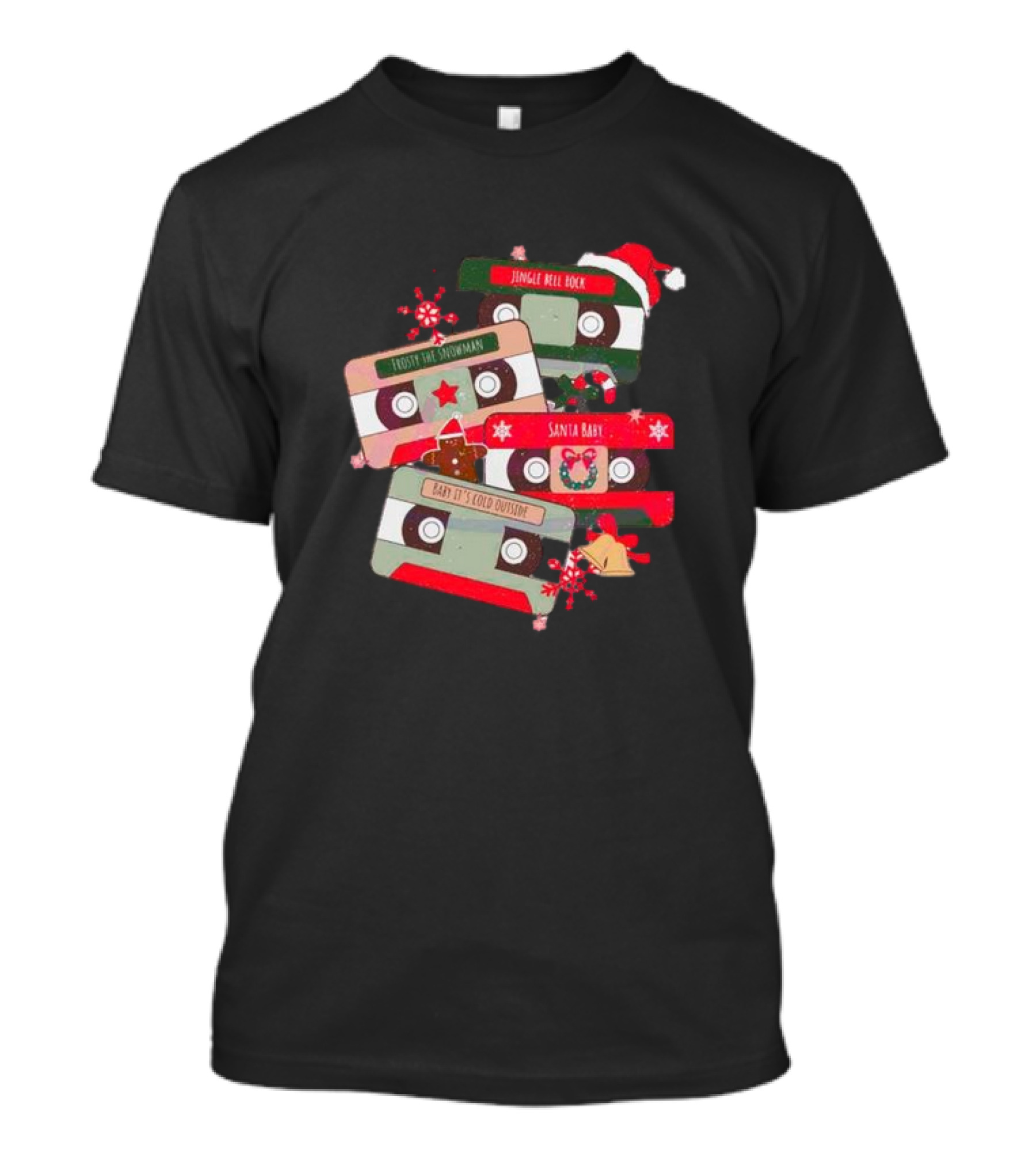 Jingle Bell Rock Santa Baby Frosty The Snowman Vintage Christmas Music Cassettes T-Shirt