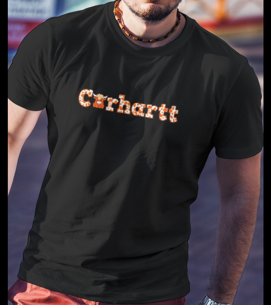 Carhartt Highland Cow Pattern Text T-Shirt