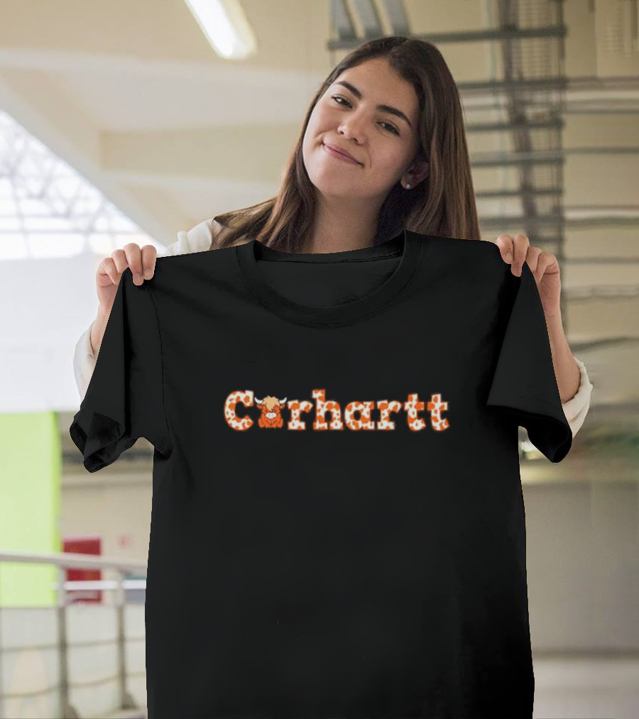 Carhartt Highland Cow Pattern Text T-Shirt