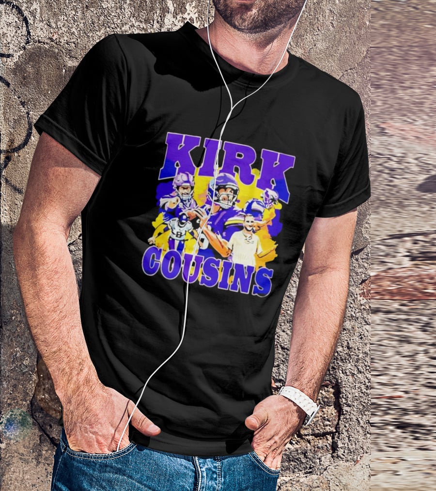 Kirk Cousins Vikings Football Player Collage Purple And Yellow T-Shirt