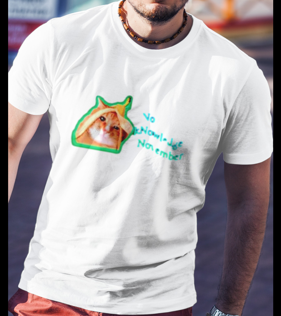 No KNowledge November Cat Banana Meme T-Shirt