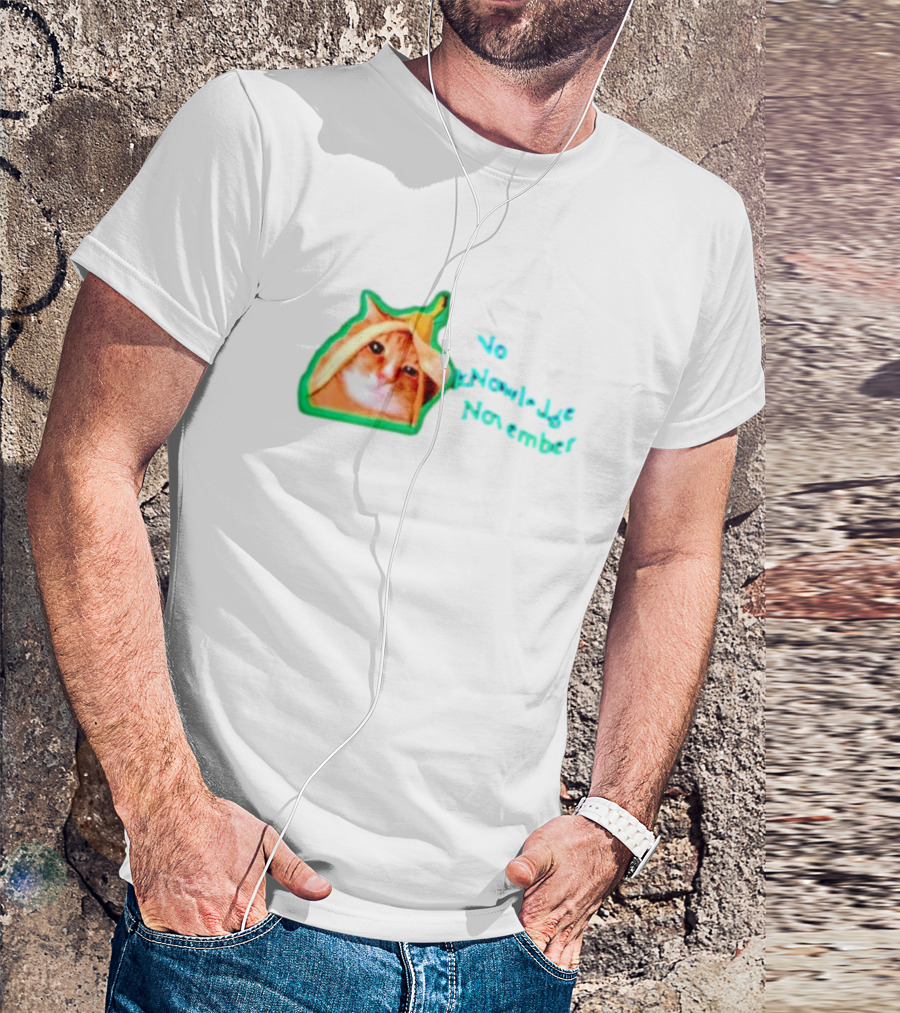 No KNowledge November Cat Banana Meme T-Shirt