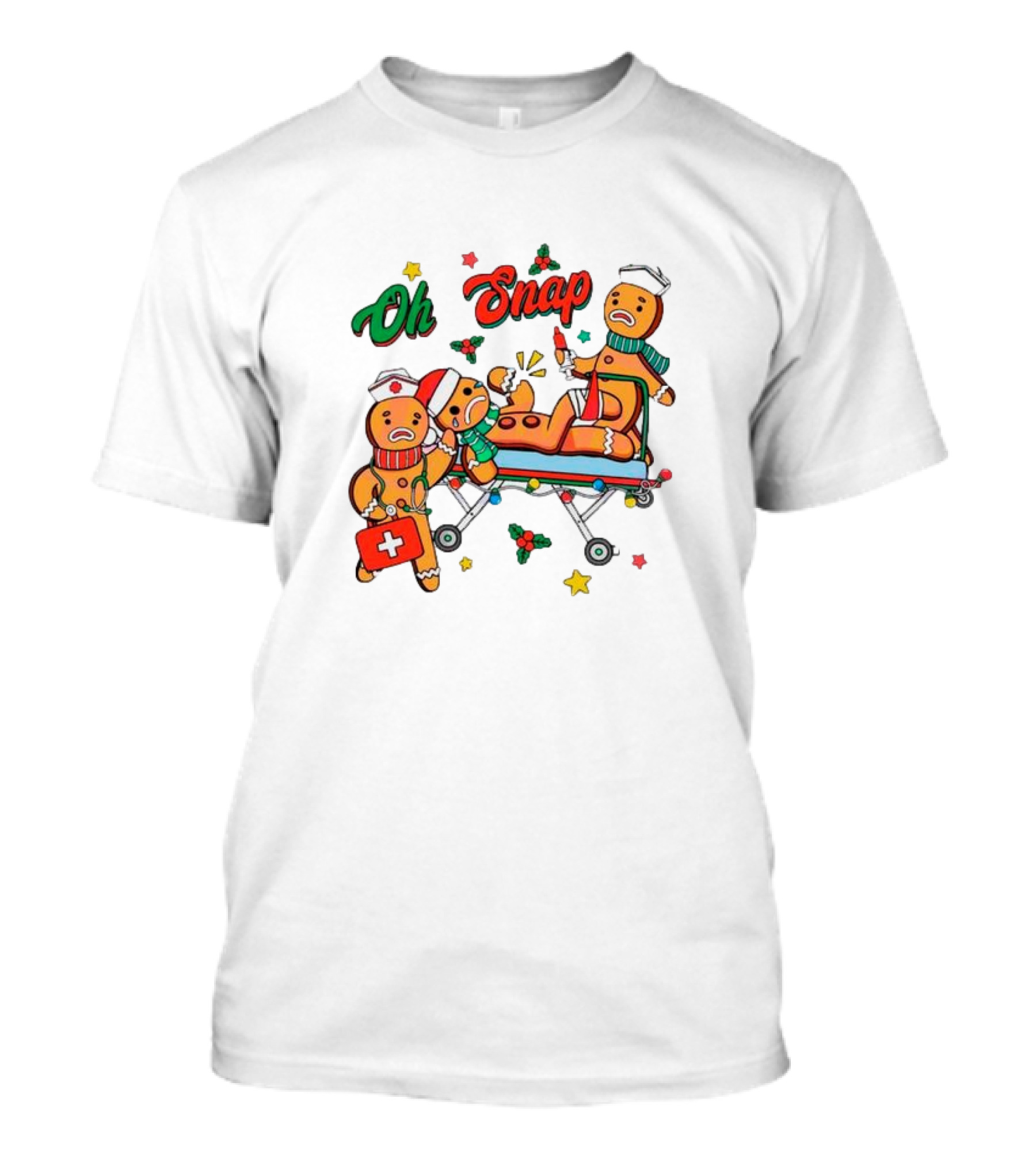 Oh Snap Gingerbread Nurse Ambulance Christmas T-Shirt