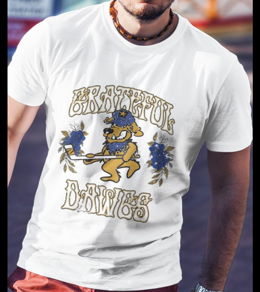 Grateful Dawgs Rail Yard Dawgs Walking Dog With Hat And Flowers T-Shirt