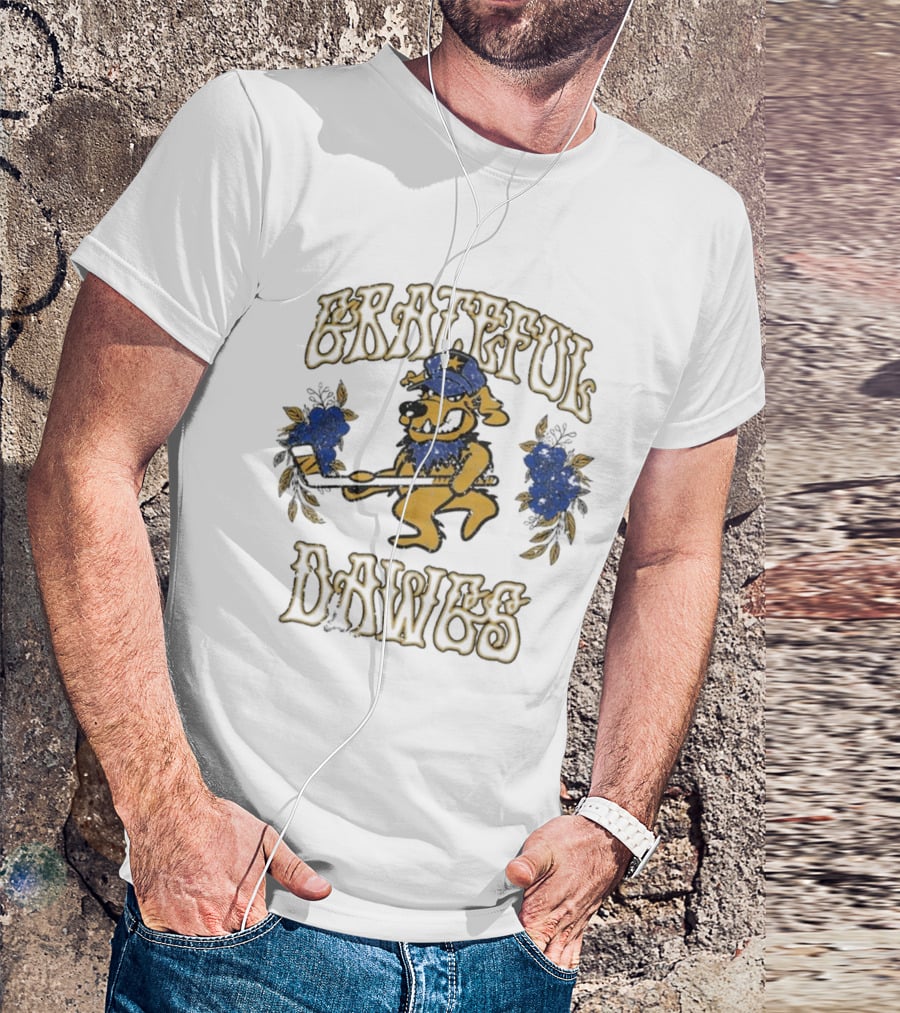 Grateful Dawgs Rail Yard Dawgs Walking Dog With Hat And Flowers T-Shirt