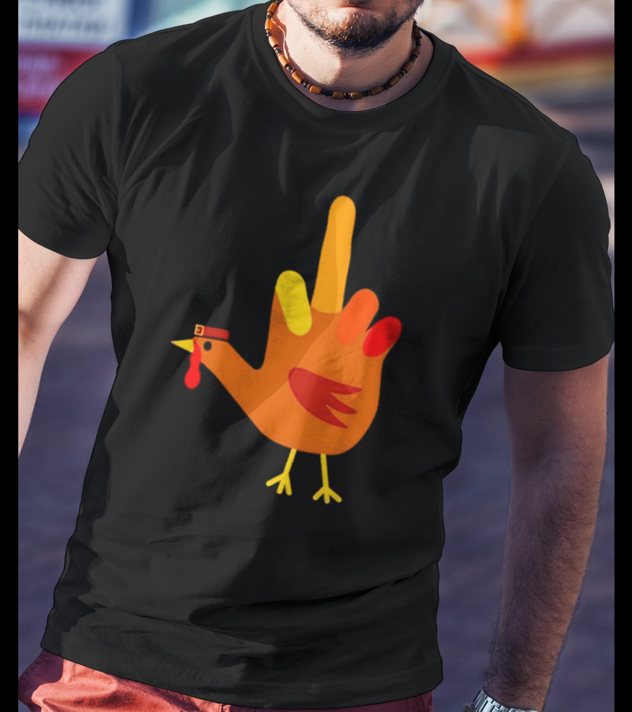 Thanksgiving Middle Finger Turkey Humor Hand Bird T-Shirt