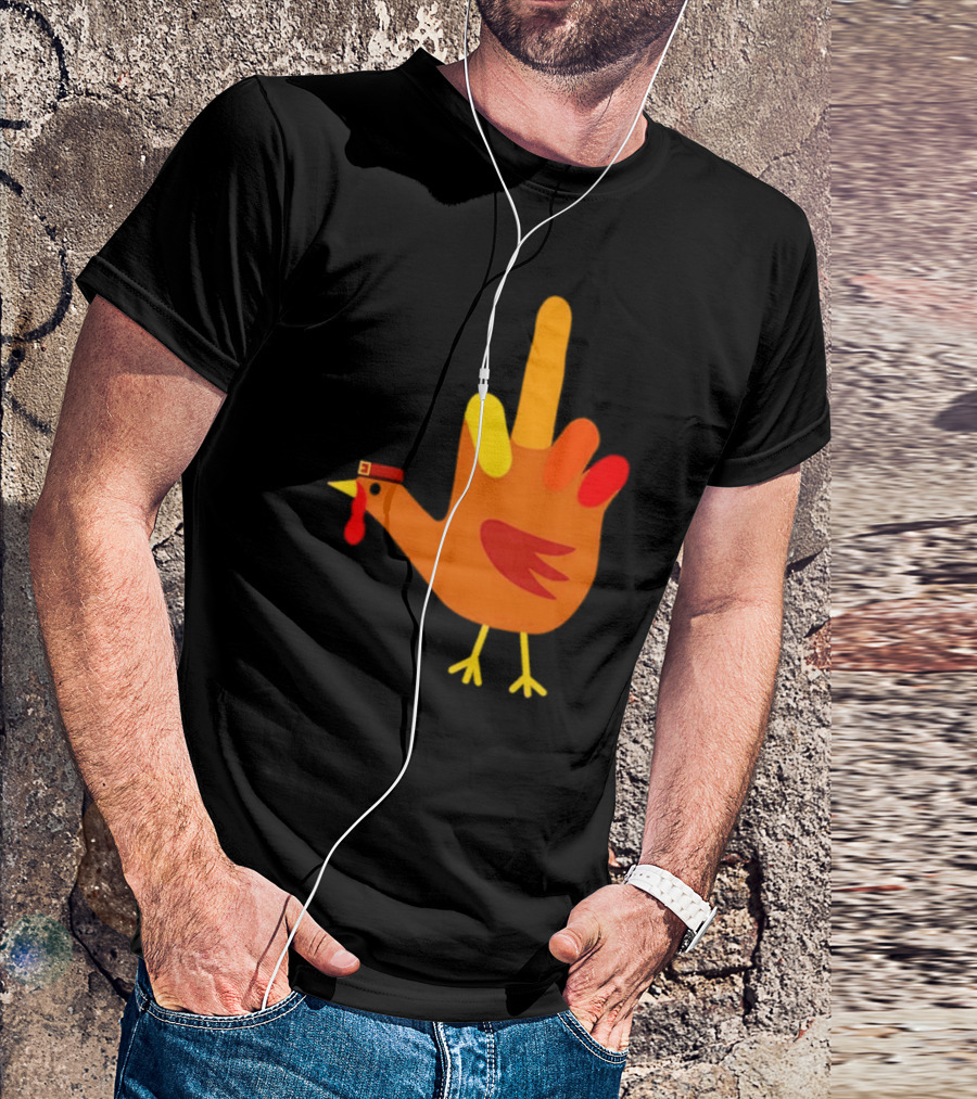 Thanksgiving Middle Finger Turkey Humor Hand Bird T-Shirt