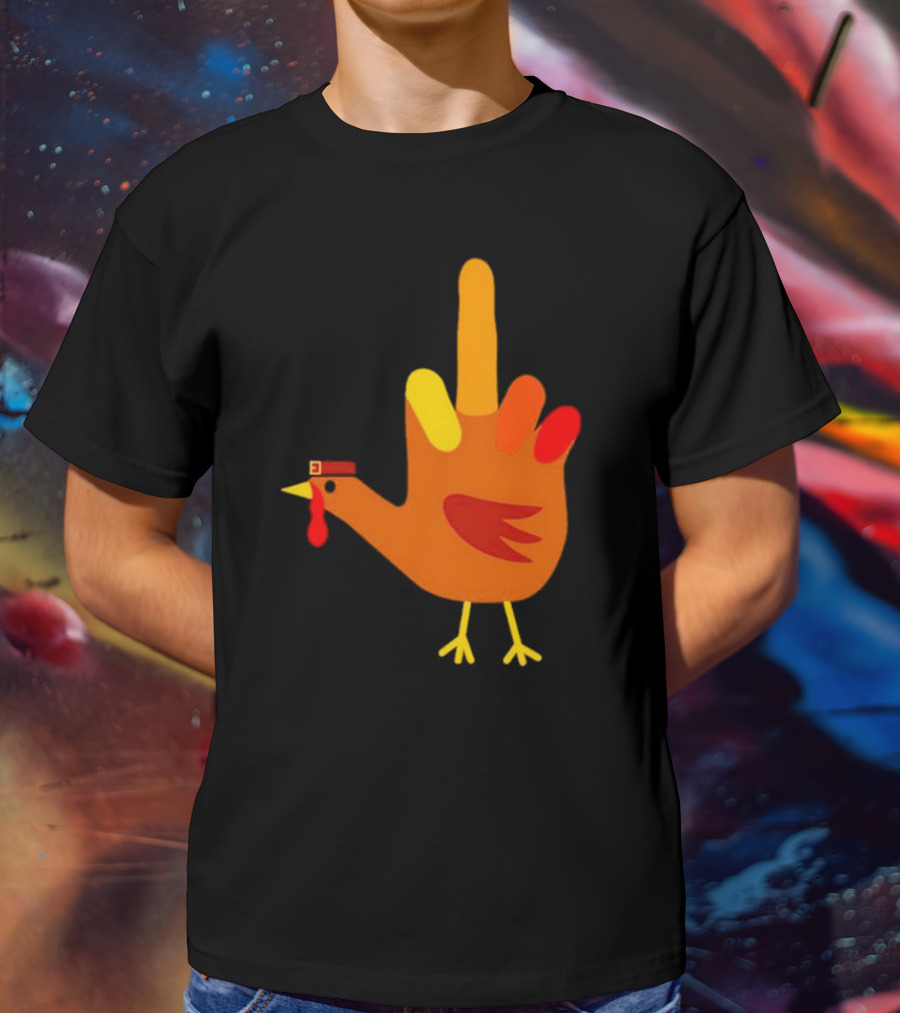Thanksgiving Middle Finger Turkey Humor Hand Bird T-Shirt