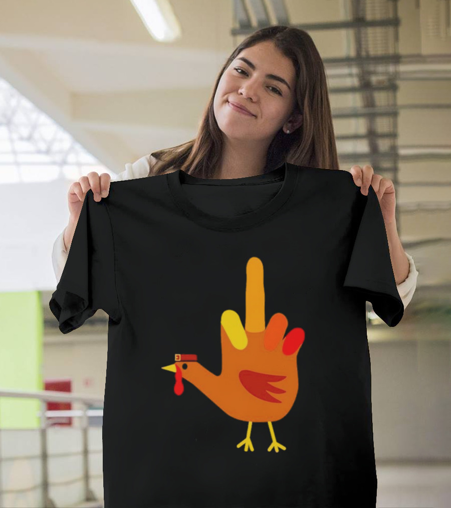 Thanksgiving Middle Finger Turkey Humor Hand Bird T-Shirt